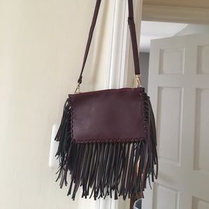 Burgundy fringe purse